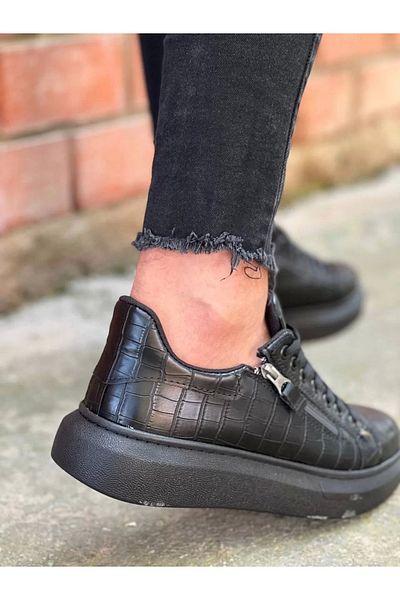 Merev Kb-309 Kuback Charcoal Zipper and Lace-Up Casual Men's Shoes
