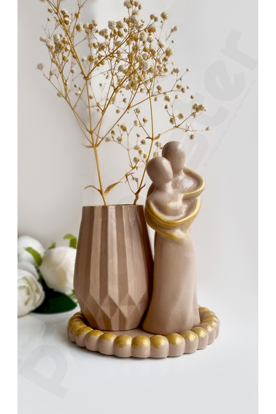 PP Handmade Boho 3 lü Biblo Vazo Set |Çiçekli Vazo|Kahverengi|Dekorasyon|Masa...