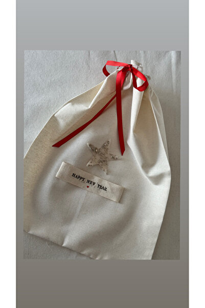 Kukuletaparty Yeni Yıl Hediye Kesesi / Kumaş Hediye Kesesi - 30*30 küçük boy