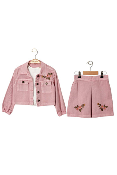 pinoriaaa Kız çocugu 2.3.4.5yaş Kot ceket, etek penye özel tasarım kombin