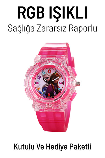 Q-TİME Rgb Işıklı Ve Frozen Karlar Ülkesi Elsa Ve Anna Kadranlı Analog Çocuk ...