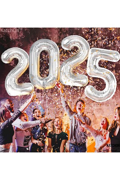 Öz-bal 2025 Christmas Balloon 100 cm Silver Large Size Foil Number Balloon Set New Year Decorative Ornaments