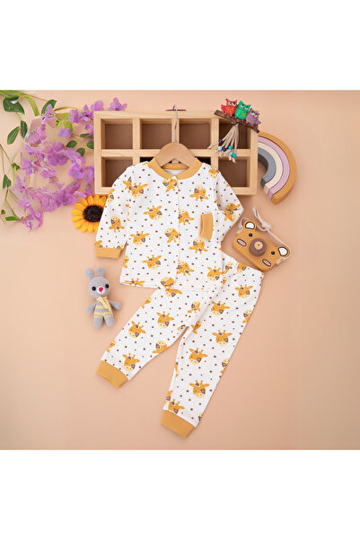 babyist Bebek Zürafa Düğmeli Pijama Takımı