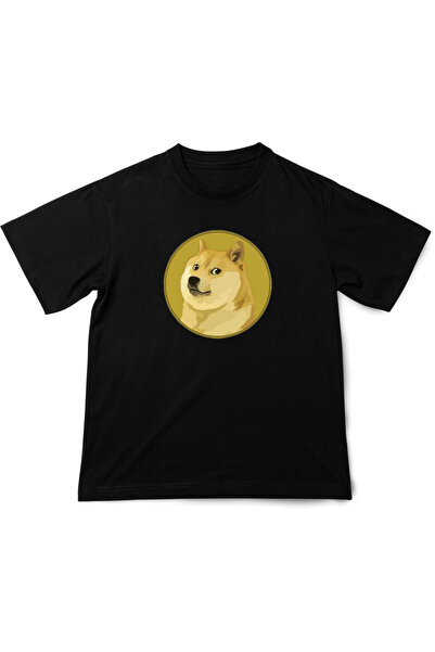 barsdepo Oversize kroj Doge Coin Štampano majica, Oversize kroj unisex majica