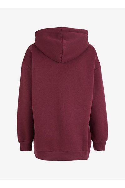 Lee Cooper Women's Hooded Collar Printed Sweatshirt Lcf 241010   Kindy Bordo
