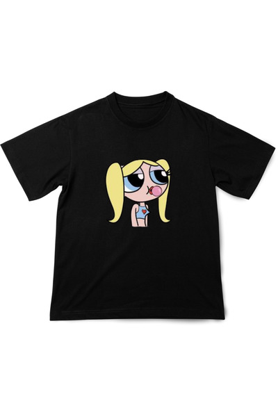 barsdepo Tricou oversize unisex cu imprimeu Bubbles Powerpuff Girls