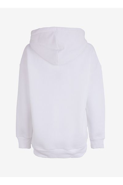 Lee Cooper Hooded Collar Printed White Women's Sweatshirt 251 Lcf 241010   Kindy White