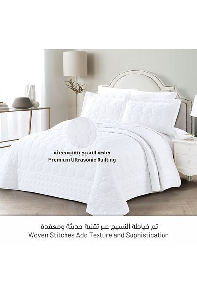 Donetella طقم لحاف كينج سايز - 6 قطع، طقم أغطية سرير مبطن ماسي مقاس 240 × 260