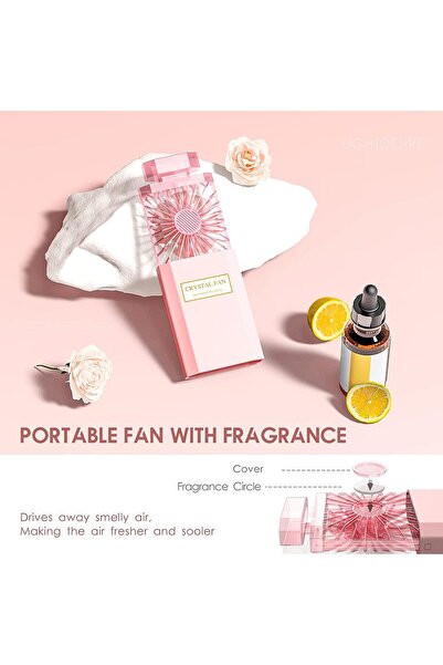 COOYA Quiet Retractable Portable Mini Personal Handheld Fan with Incense Plate 3 Speed Modes (Pink)