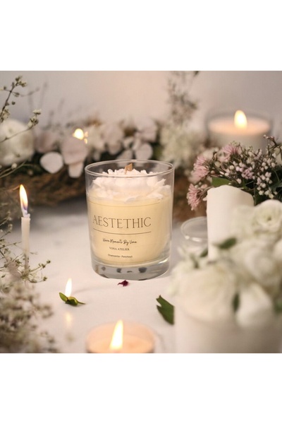 Vona Atelier Dekatif Mum ,aesthetic Candle, Şakayık Mum, Papatya Ve Paçuli Ko...