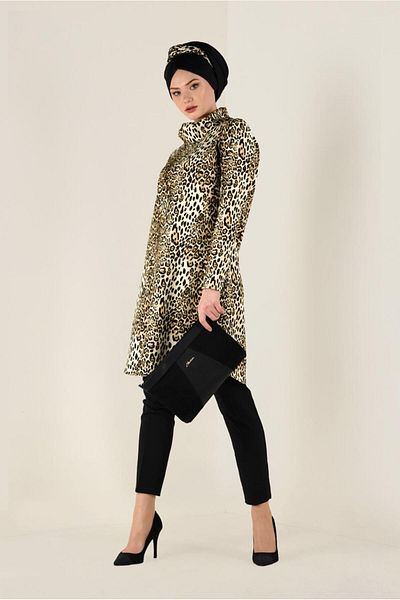 TRENDTESETTÜR Γυναικείο τουνίκ καφέ (CAMEL) με λεοπάρ σχέδιο 4808