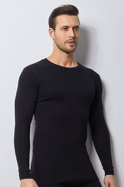 Svm Erkek 2'li Ribana  likralı Uzun Kol T-Tshırt