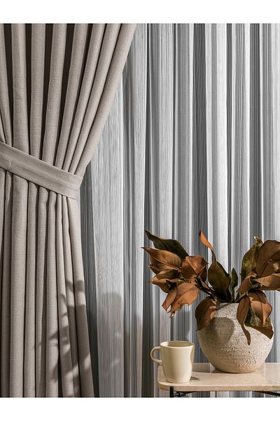 LUNETT HOME Grey Flex Linen Fon Curtain with Stick Pack 1X3 43596 Single Wing