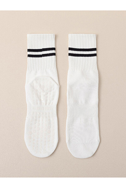 Styli Double Stripe Silicon Pad Base Crew Yoga Socks
