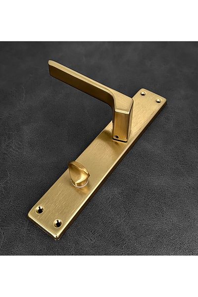 KOLDOOR Zey Custom Design Al55 - Matte Scock, Titanium Square Mirrored Wc Bathroom Door Handle, Left Press 1 Set