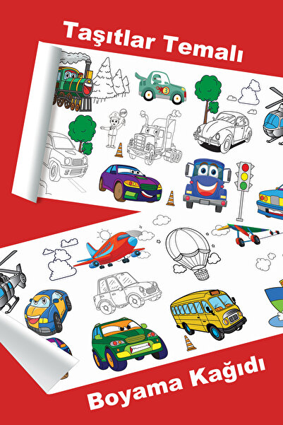 metafortoys Taşıtlar Temalı Dev Boyama Kağıdı 2.5 Metre Kağıt Aktivite Rulosu