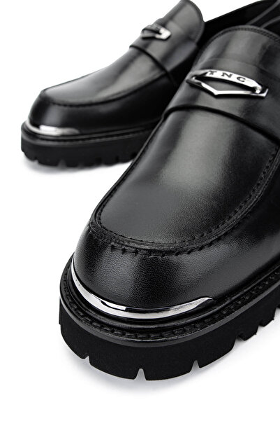 Tamer Tanca Erkek Hakiki Deri Siyah Deri Loafer Ayakkabı