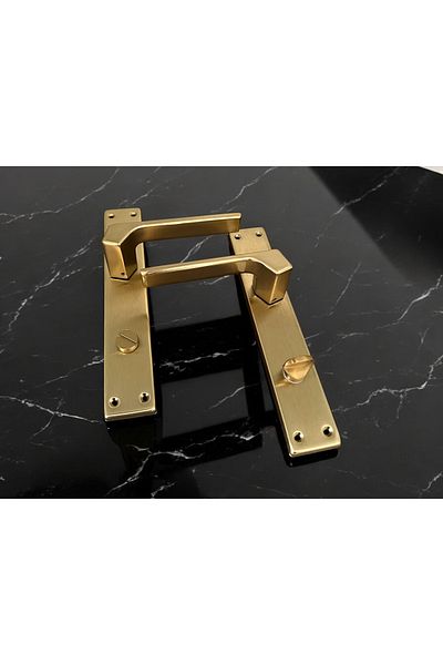 KOLDOOR Zey Custom Design Al55 - Matte Scock, Titanium Square Mirrored Wc Bathroom Door Handle, Left Press 1 Set