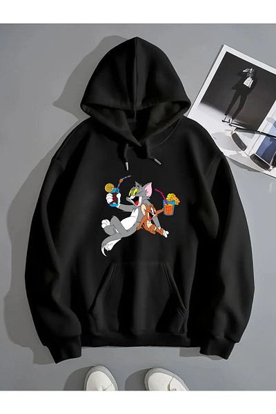 pandy Φούτερ με κουκούλα καγκουρό με στάμπα Tom And Jerry