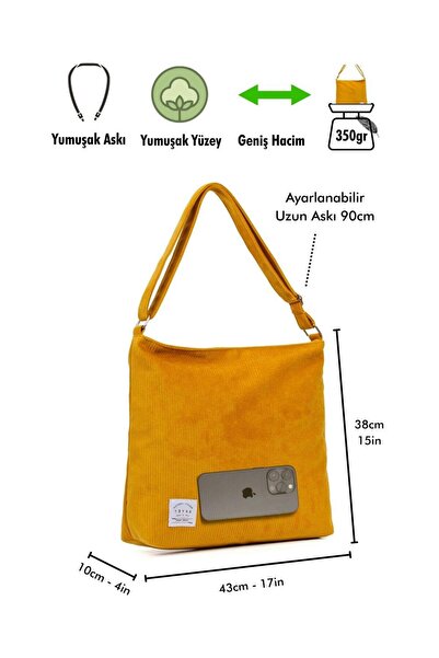 GOYET Geantă de mână și de umăr din catifea muștar Perla