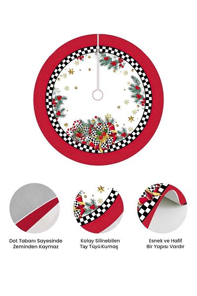 Aden Christmas Themed under Tree Carpet - Add Color to Your Decoration with Pine Tree Skirt - 80 X 80