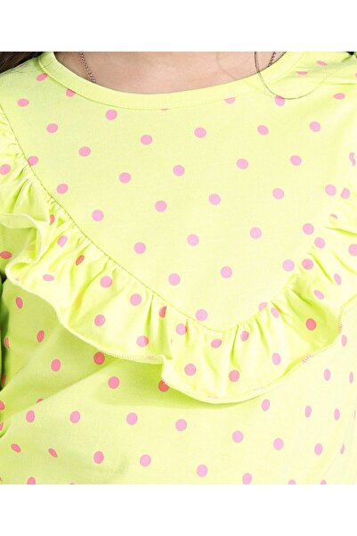 Ollington St. Ollington St. 100% Cotton Knit Full Sleeves Top & Legging Set Polka Dot Print - Yellow & Pink