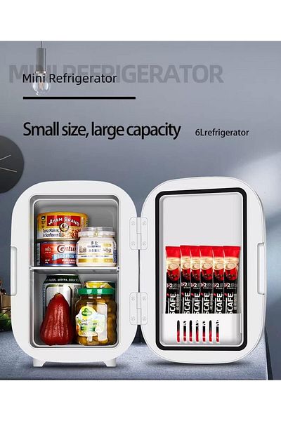 COOYA Mini Makeup Fridge,6L Portable Cooler and Warmer Personal,for Skin Care,Cosmetics,Beverage,Food,Pink