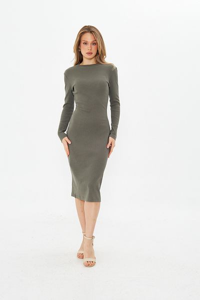 ESPİNA Women's Stand Collar Bodycon Long Sleeve Knitted Camisole Mini Length Dress