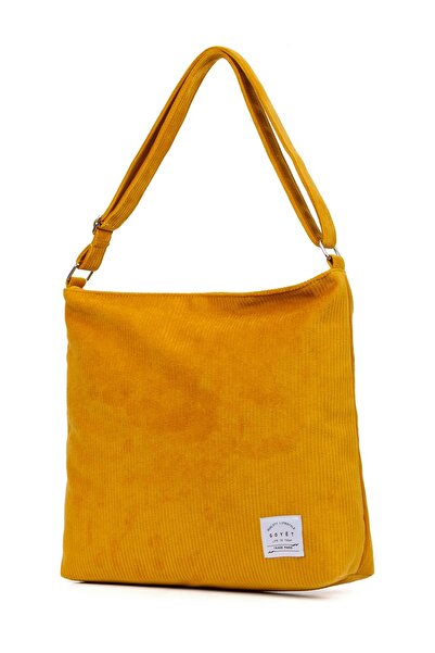 GOYET Geantă de mână și de umăr din catifea muștar Perla