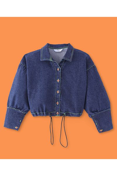 Ollington St. Ollington St. - Denim Full Sleeves Jacket With Inner Top & Denim Pants Set - Indigo & Neon Green