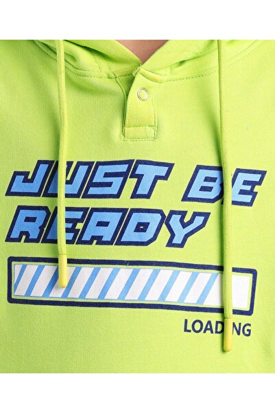 Ollington St. Ollington St.-100% Cotton Knit Full Sleeve Hooded Sweatshirt & Joggers Set -Lime Green & Blue