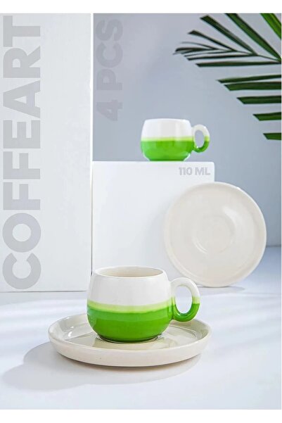 M'art Home Green Handmade Coffee Cup - 2 People Coffee Art