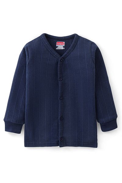 Babyhug Babyhug Cotton Full Sleeves Thermal T-Shirt and Leggings Set Solid Colour Pattern - Navy Blue
