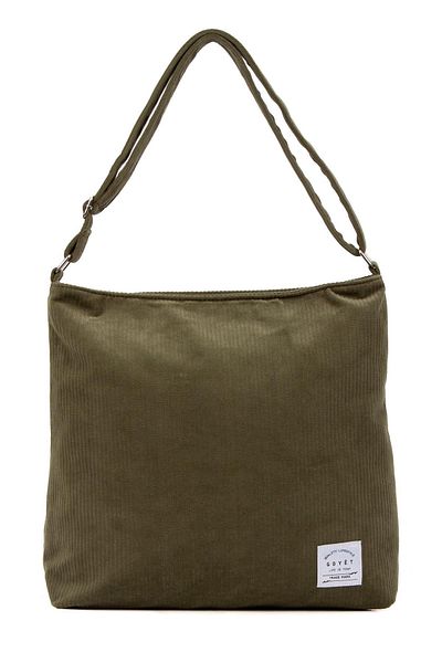 GOYET Perla Khaki Velvet Hand and Shoulder Bag