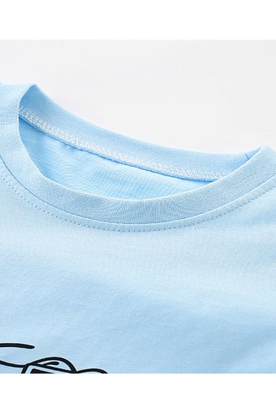 SAPS SAPS 100% Cotton Crocodile Graphic T-Shirt & All Over Printed Shorts Set - Blue