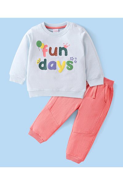 Babyhug Babyhug Full Sleeves Text Print T-Shirt & Lounge Pants Set - Multicolor