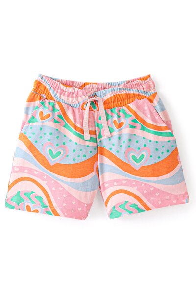 Primo Gino Primo Gino 100% Cotton T-Shirt & Shorts/Co/ord Set With Heart Print - Pink