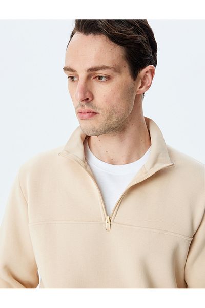 Koton Long Sleeve Cotton Blended Basic Half Zipper Sweatshirt