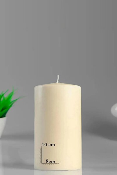 Paşa Cam Silindir Kütük Mum Krem Lavanta Kokulu Genişlik 8 Cm - Yükseklik  10 Cm