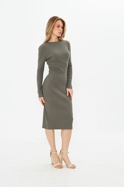 ESPİNA Women's Stand Collar Bodycon Long Sleeve Knitted Camisole Mini Length Dress
