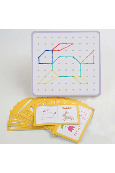 Floopy Joc educativ Geoboard cu elastice colorate si 54 de carduri cu imagini...