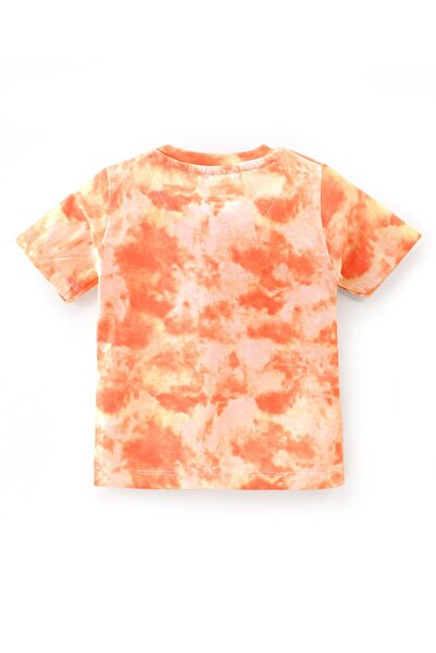 Babyhug Babyhug 100% Cotton Knit Single Jersey Half Sleeves T-Shirt & Shorts Tie & Dye Beach Print - Orange