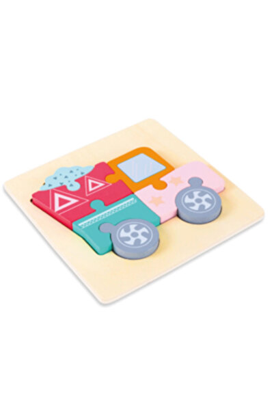 Floopy Masina de constructii - Puzzle incastru din lemn