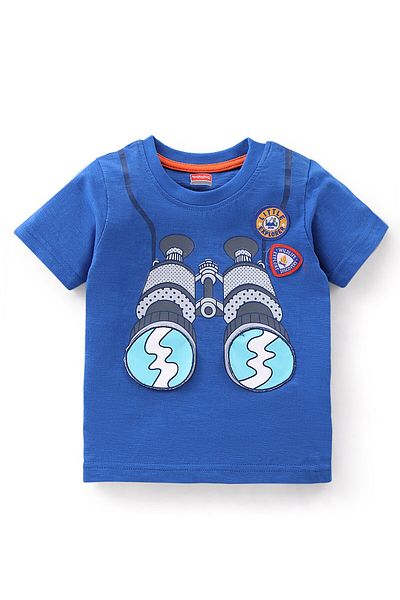 Babyhug Babyhug Single Jersey 100% Cotton Woven Half Sleeve Telescope ed T-Shirt & Shorts Set-Blue & Green
