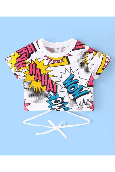 Ollington St. Ollington St. Cotton Knit Full Sleeves Top & Legging Set Text Print - White & Pink
