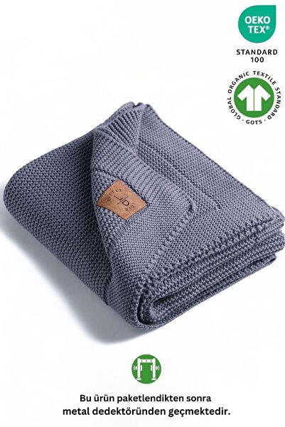 LITTLE DEDI Alina Organik Pamuk Triko Örme Bebek Battaniyesi