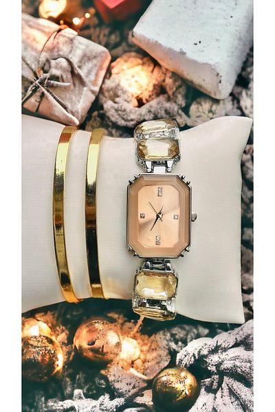 pullmarkt 2 Pieces Ajda Bracelet Bracelet 1 Piece Stone Model - Women's Wristwatch