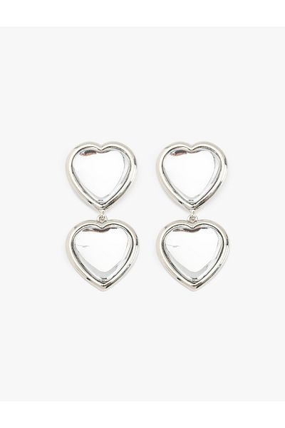 Koton Stoned Heart Earrings with Dangle - Koton X Inji