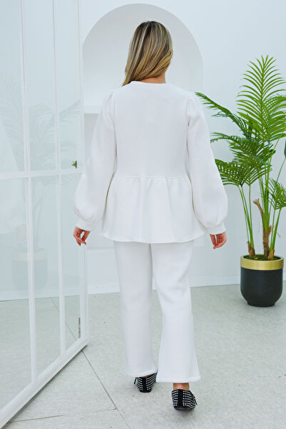 LOCCO Set de damă cu formă largă cu cupă de culoare ecru