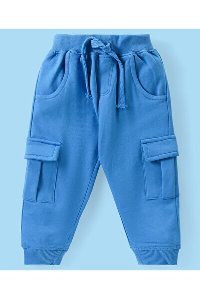 Babyhug Babyhug Cotton Knit Full Sleeves Animals & Cars Printed T-Shirt & Jogger Pants Set - White & Blue